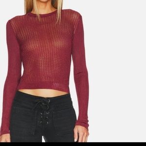 Free People H20 Crew Pullover in Raw Garnet Size Large